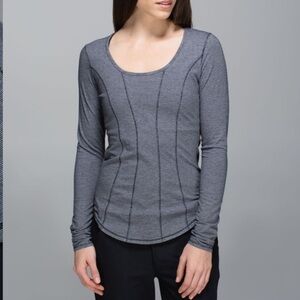Lululemon Between The Lines Long Sleeve Micro Stripe Black White